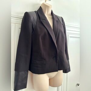 Leather detailed size 4 Women's Black Blazer Jacket